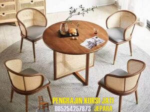 Kursi Jati Rotan Set Meja