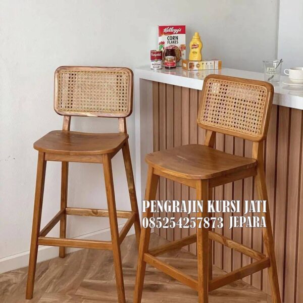 Kursi Bar Jati Rotan Minimalis Jepara