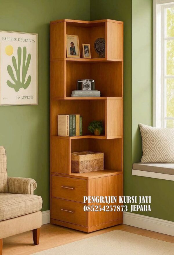 Lemari Sudut Jati Minimalis Elegan Jepara
