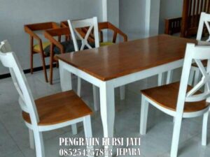 Set Meja Makan Jati Minimalis