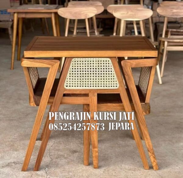Set Meja Kafe Jati Minimalis Modern