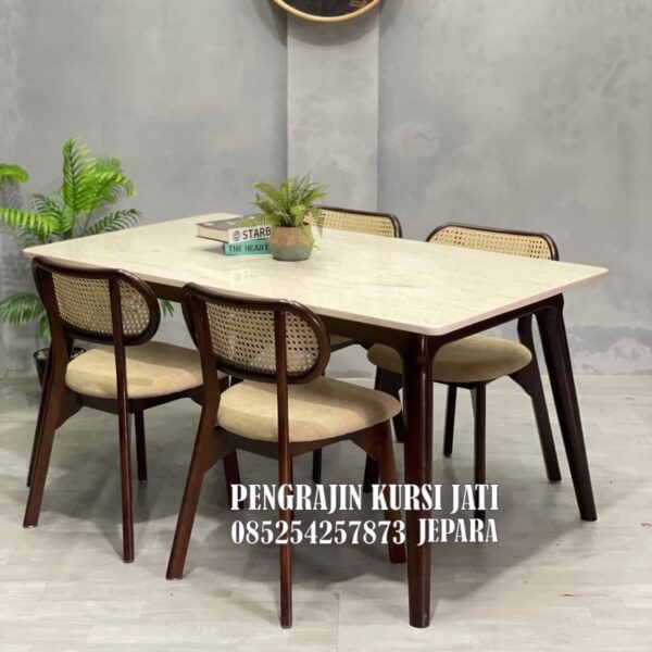 Set Meja Makan Minimalis Marble Jepara