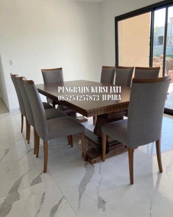Set Meja Makan 8 Kursi Kayu Jati Jepara Elegan & Mewah