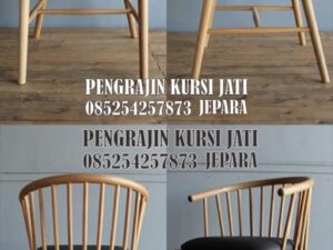 Kursi Jati Jepara Model Scandinavian dengan Dudukan Jok Hitam