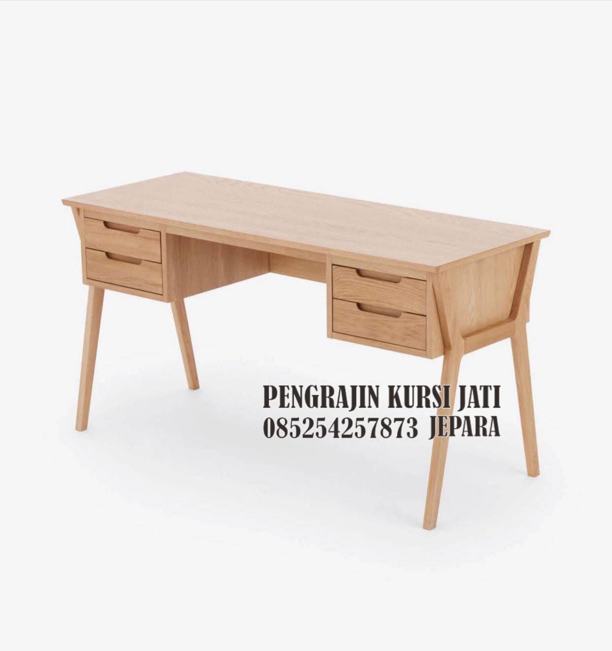 Meja Kerja Kayu Jati Desain Minimalis Scandinavian