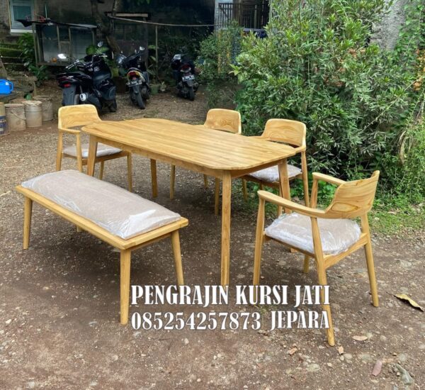 Set Meja Makan Jati Minimalis Jepara