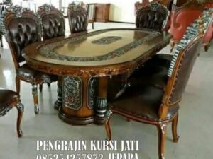 Meja Makan Jati Ukir Jepara Mewah