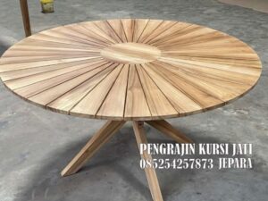 Meja Bundar Kayu Jati Solid