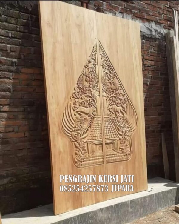 Pintu Ukir Kayu Jati Motif Wayang