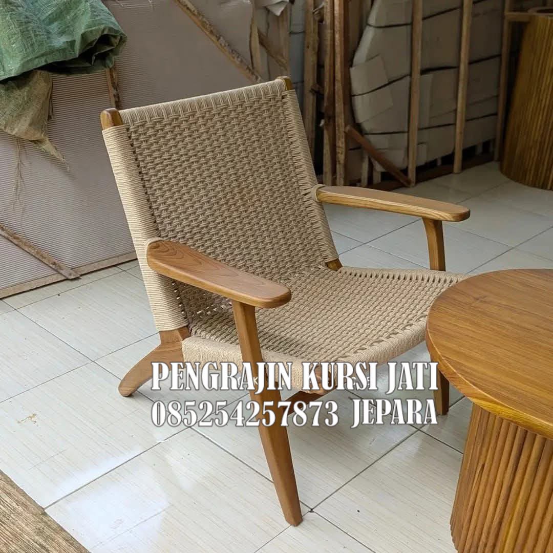 Kursi Santai Anyaman Kayu Jati Jepara