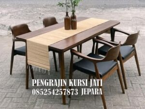 Set Meja Makan Jati Minimalis Modern Jepara