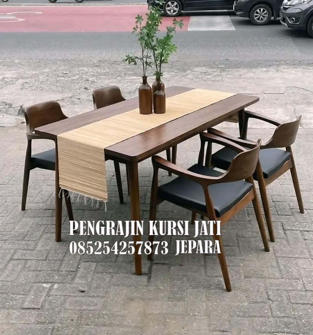 Set Meja Makan Jati Minimalis Modern Jepara