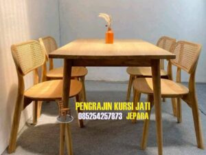Meja Makan Jati Rotan Minimalis Jepara