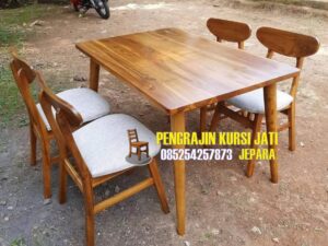 Meja Makan Kayu Jati Minimalis 4 Kursi Jepara