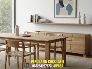 Set Meja Makan Kayu Jati Minimalis Modern