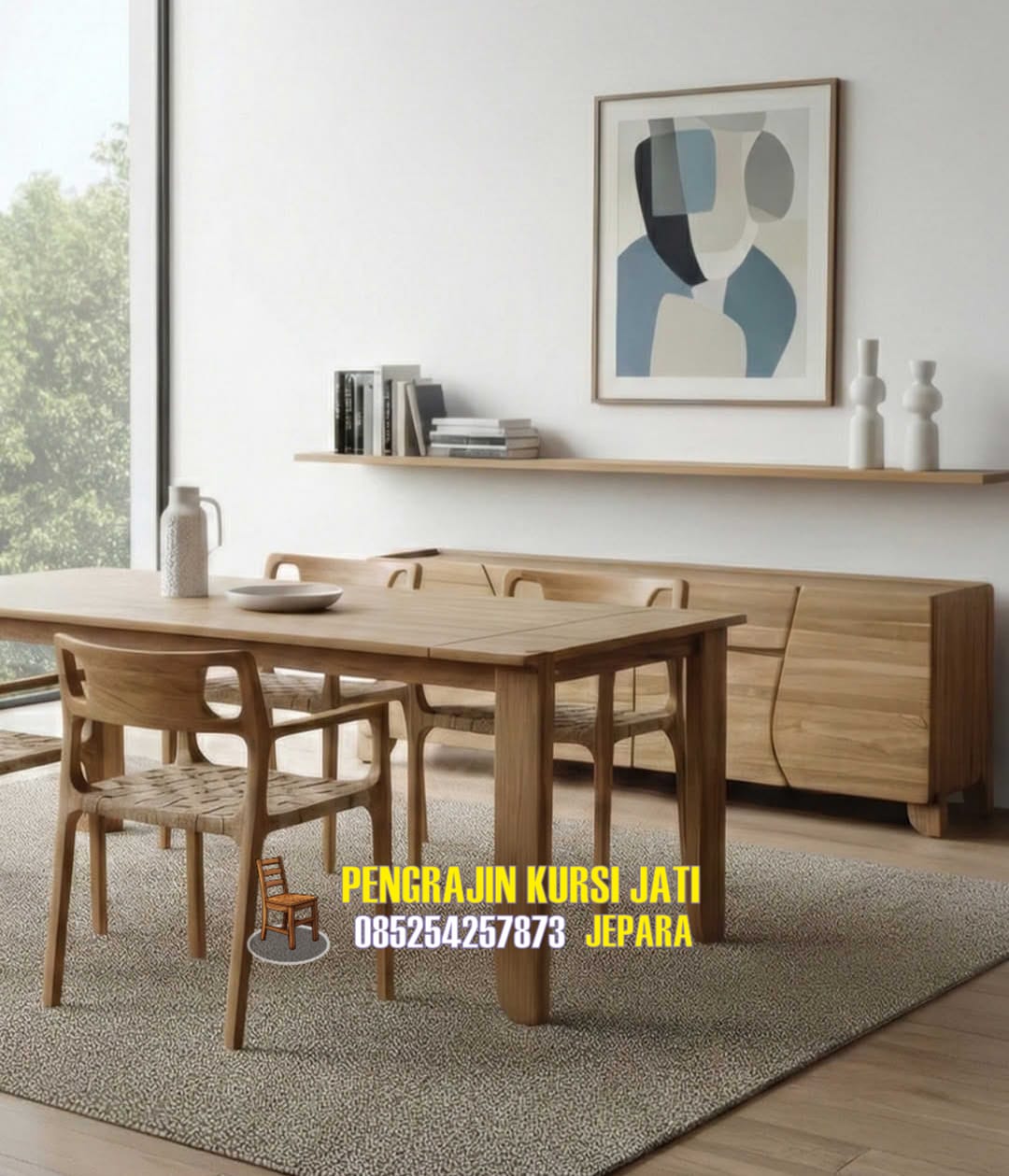 Set Meja Makan Kayu Jati Minimalis Modern