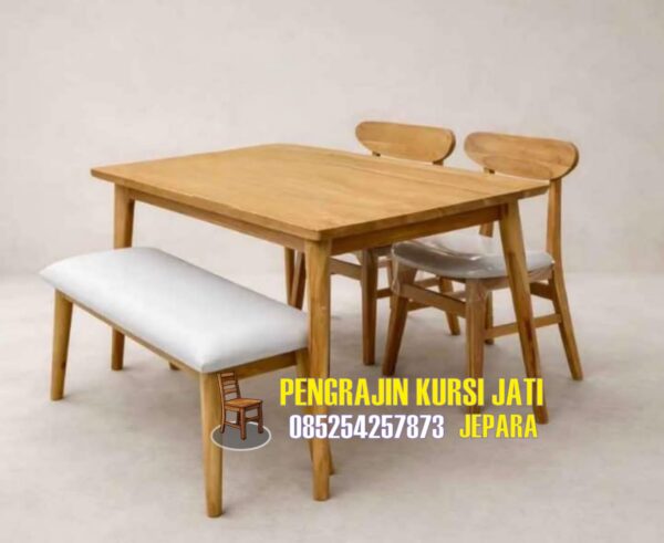 Set Meja Makan Kayu Jati Minimalis