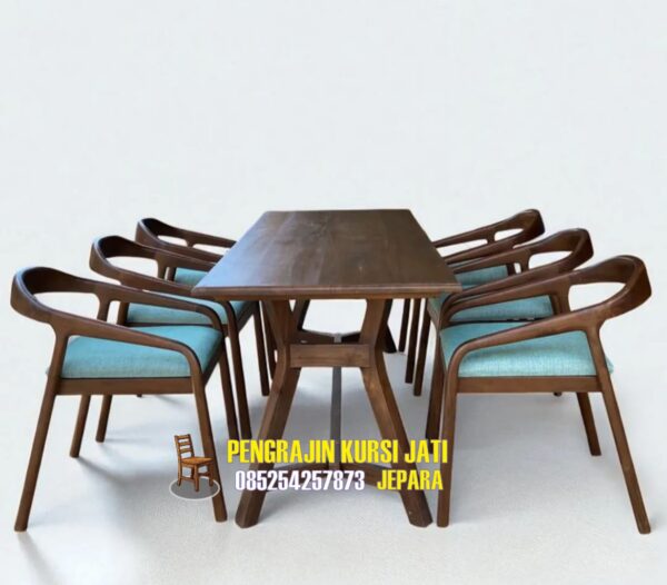 Set Meja Makan Kayu Jati Minimalis Modern